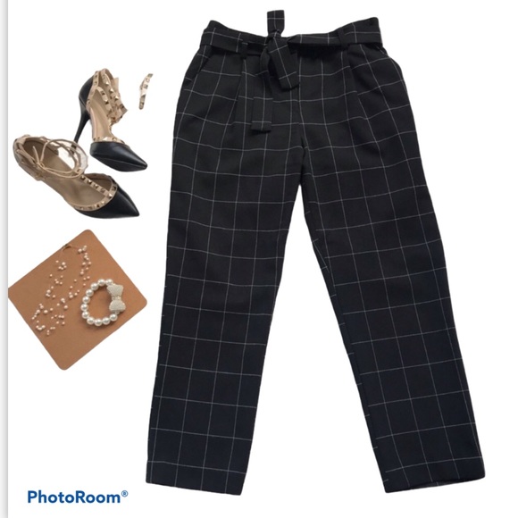 WINDOW PANE CHECK ANKLE PANT WITH SASH - Picture 3 of 4